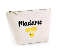 Trousse Madame Agnès - Pouch - Idée Trousse Toilette Maquillage Cadeau Anniversaire Fête Original Famille Travail Départ Collègue Retraite (Jaune)
