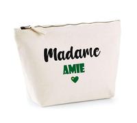 Trousse Madame Amie - Pouch - Idée Trousse Toilette Maquillage Cadeau Anniversaire Fête Original Famille Travail Départ Collègue Retraite (Vert)