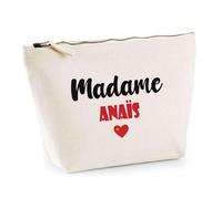Trousse Madame Anaïs - Pouch - Idée Trousse Toilette Maquillage Cadeau Anniversaire Fête Original Famille Travail Départ Collègue Retraite (Rouge)