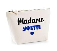 Trousse Madame Annette - Pouch - Idée Trousse Toilette Maquillage Cadeau Anniversaire Fête Original Famille Travail Départ Collègue Retraite (Bleu)