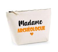 Trousse Madame Archéologue - Pouch - Idée Trousse Toilette Maquillage Cadeau Anniversaire Fête Original Famille Travail Départ Collègue Retraite (Orange)