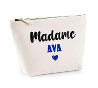 Trousse Madame Ava - Pouch - Idée Trousse Toilette Maquillage Cadeau Anniversaire Fête Original Famille Travail Départ Collègue Retraite (Bleu)