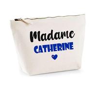 Trousse Madame Catherine - Pouch - Idée Trousse Toilette Maquillage Cadeau Anniversaire Fête Original Famille Travail Départ Collègue Retraite (Bleu)
