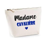 Trousse Madame Cavalière - Pouch - Idée Trousse Toilette Maquillage Cadeau Anniversaire Fête Original Famille Travail Départ Collègue Retraite (Bleu)