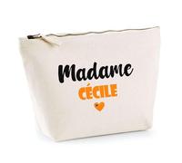 Trousse Madame Cécile - Pouch - Idée Trousse Toilette Maquillage Cadeau Anniversaire Fête Original Famille Travail Départ Collègue Retraite (Orange)