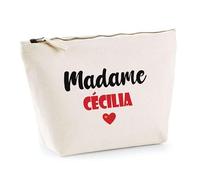 Trousse Madame Cécilia - Pouch - Idée Trousse Toilette Maquillage Cadeau Anniversaire Fête Original Famille Travail Départ Collègue Retraite (Rouge)