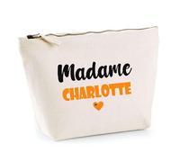 Trousse Madame Charlotte - Pouch - Idée Trousse Toilette Maquillage Cadeau Anniversaire Fête Original Famille Travail Départ Collègue Retraite (Orange)