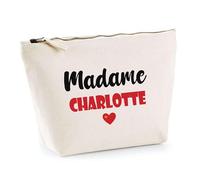 Trousse Madame Charlotte - Pouch - Idée Trousse Toilette Maquillage Cadeau Anniversaire Fête Original Famille Travail Départ Collègue Retraite (Rouge)