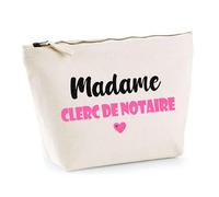 Trousse Madame Clerc de notaire - Pouch - Idée Trousse Toilette Maquillage Cadeau Anniversaire Fête Original Famille Travail Départ Collègue Retraite (Rose)