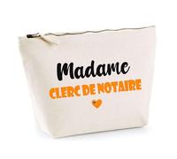 Trousse Madame Clerc de notaire - Pouch - Idée Trousse Toilette Maquillage Cadeau Anniversaire Fête Original Famille Travail Départ Collègue Retraite (Orange)