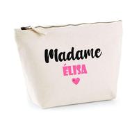 Trousse Madame Élisa - Pouch - Idée Trousse Toilette Maquillage Cadeau Anniversaire Fête Original Famille Travail Départ Collègue Retraite (Rose)