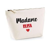 Trousse Madame Elisa - Pouch - Idée Trousse Toilette Maquillage Cadeau Anniversaire Fête Original Famille Travail Départ Collègue Retraite (Rouge)