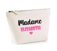Trousse Madame Elisabeth - Pouch - Idée Trousse Toilette Maquillage Cadeau Anniversaire Fête Original Famille Travail Départ Collègue Retraite (Rose)
