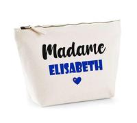 Trousse Madame Elisabeth - Pouch - Idée Trousse Toilette Maquillage Cadeau Anniversaire Fête Original Famille Travail Départ Collègue Retraite (Bleu)