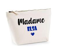 Trousse Madame Elsa - Pouch - Idée Trousse Toilette Maquillage Cadeau Anniversaire Fête Original Famille Travail Départ Collègue Retraite (Bleu)