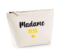 Trousse Madame Elsa - Pouch - Idée Trousse Toilette Maquillage Cadeau Anniversaire Fête Original Famille Travail Départ Collègue Retraite (Jaune)