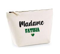 Trousse Madame Fatiha - Pouch - Idée Trousse Toilette Maquillage Cadeau Anniversaire Fête Original Famille Travail Départ Collègue Retraite (Vert)