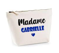 Trousse Madame Gabrielle - Pouch - Idée Trousse Toilette Maquillage Cadeau Anniversaire Fête Original Famille Travail Départ Collègue Retraite (Bleu)