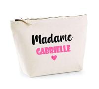 Trousse Madame Gabrielle - Pouch - Idée Trousse Toilette Maquillage Cadeau Anniversaire Fête Original Famille Travail Départ Collègue Retraite (Rose)