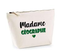 Trousse Madame Géographe - Pouch - Idée Trousse Toilette Maquillage Cadeau Anniversaire Fête Original Famille Travail Départ Collègue Retraite (Vert)