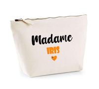 Trousse Madame Iris - Pouch - Idée Trousse Toilette Maquillage Cadeau Anniversaire Fête Original Famille Travail Départ Collègue Retraite (Orange)