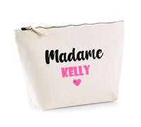 Trousse Madame Kelly - Pouch - Idée Trousse Toilette Maquillage Cadeau Anniversaire Fête Original Famille Travail Départ Collègue Retraite (Rose)
