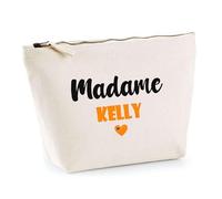 Trousse Madame Kelly - Pouch - Idée Trousse Toilette Maquillage Cadeau Anniversaire Fête Original Famille Travail Départ Collègue Retraite (Orange)