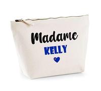 Trousse Madame Kelly - Pouch - Idée Trousse Toilette Maquillage Cadeau Anniversaire Fête Original Famille Travail Départ Collègue Retraite (Bleu)