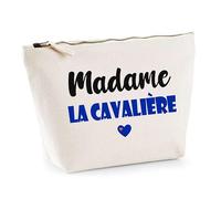Trousse Madame la cavalière - Pouch - Idée Trousse Toilette Maquillage Cadeau Anniversaire Fête Original Famille Travail Départ Collègue Retraite (Bleu)