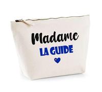 Trousse Madame la Guide - Pouch - Idée Trousse Toilette Maquillage Cadeau Anniversaire Fête Original Famille Travail Départ Collègue Retraite (Bleu)