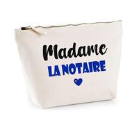 Trousse Madame la notaire - Pouch - Idée Trousse Toilette Maquillage Cadeau Anniversaire Fête Original Famille Travail Départ Collègue Retraite (Bleu)