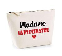 Trousse Madame la psychiatre - Pouch - Idée Trousse Toilette Maquillage Cadeau Anniversaire Fête Original Famille Travail Départ Collègue Retraite (Rouge)
