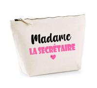 Trousse Madame la secrétaire - Pouch - Idée Trousse Toilette Maquillage Cadeau Anniversaire Fête Original Famille Travail Départ Collègue Retraite (Rose)