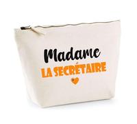 Trousse Madame la secrétaire - Pouch - Idée Trousse Toilette Maquillage Cadeau Anniversaire Fête Original Famille Travail Départ Collègue Retraite (Orange)