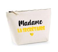 Trousse Madame la secrétaire - Pouch - Idée Trousse Toilette Maquillage Cadeau Anniversaire Fête Original Famille Travail Départ Collègue Retraite (Jaune)