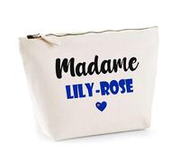 Trousse Madame Lily-Rose - Pouch - Idée Trousse Toilette Maquillage Cadeau Anniversaire Fête Original Famille Travail Départ Collègue Retraite (Bleu)