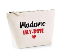 Trousse Madame Lily-Rose - Pouch - Idée Trousse Toilette Maquillage Cadeau Anniversaire Fête Original Famille Travail Départ Collègue Retraite (Rouge)