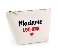 Trousse Madame Lou-Ann - Pouch - Idée Trousse Toilette Maquillage Cadeau Anniversaire Fête Original Famille Travail Départ Collègue Retraite (Rouge)