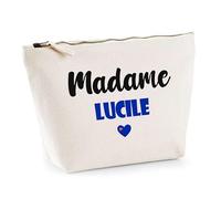 Trousse Madame Lucile - Pouch - Idée Trousse Toilette Maquillage Cadeau Anniversaire Fête Original Famille Travail Départ Collègue Retraite (Bleu)