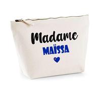 Trousse Madame Maïssa - Pouch - Idée Trousse Toilette Maquillage Cadeau Anniversaire Fête Original Famille Travail Départ Collègue Retraite (Bleu)