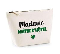 Trousse Madame Maître d'hôtel - Pouch - Idée Trousse Toilette Maquillage Cadeau Anniversaire Fête Original Famille Travail Départ Collègue Retraite (Vert)