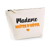 Trousse Madame Maître d'hôtel - Pouch - Idée Trousse Toilette Maquillage Cadeau Anniversaire Fête Original Famille Travail Départ Collègue Retraite (Orange)