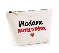 Trousse Madame Maître d'hôtel - Pouch - Idée Trousse Toilette Maquillage Cadeau Anniversaire Fête Original Famille Travail Départ Collègue Retraite (Rouge)