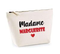 Trousse Madame Marguerite - Pouch - Idée Trousse Toilette Maquillage Cadeau Anniversaire Fête Original Famille Travail Départ Collègue Retraite (Rouge)