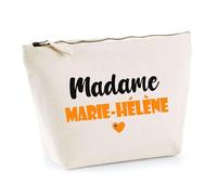 Trousse Madame Marie-Hélène - Pouch - Idée Trousse Toilette Maquillage Cadeau Anniversaire Fête Original Famille Travail Départ Collègue Retraite (Orange)