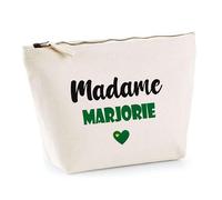 Trousse Madame Marjorie - Pouch - Idée Trousse Toilette Maquillage Cadeau Anniversaire Fête Original Famille Travail Départ Collègue Retraite (Vert)