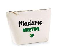 Trousse Madame Martine - Pouch - Idée Trousse Toilette Maquillage Cadeau Anniversaire Fête Original Famille Travail Départ Collègue Retraite (Vert)