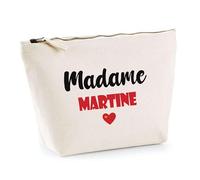 Trousse Madame Martine - Pouch - Idée Trousse Toilette Maquillage Cadeau Anniversaire Fête Original Famille Travail Départ Collègue Retraite (Rouge)