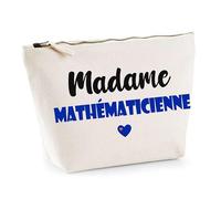 Trousse Madame Mathématicienne - Pouch - Idée Trousse Toilette Maquillage Cadeau Anniversaire Fête Original Famille Travail Départ Collègue Retraite (Bleu)