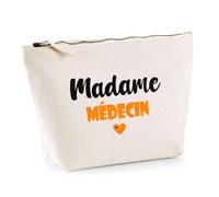 Trousse Madame Médecin - Pouch - Idée Trousse Toilette Maquillage Cadeau Anniversaire Fête Original Famille Travail Départ Collègue Retraite (Orange)